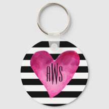 Zwart + witte strepen Waterverf Hartmonogram