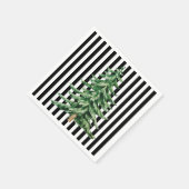 Zwart-witte strepen Waterverf kerstboom Servet (Hoek)