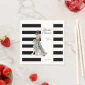 Zwart-witte strepen Waterverf Vrijgezellenfeest Servet (Insitu)