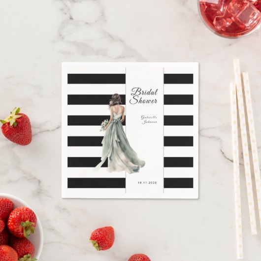 Zwart-witte strepen Waterverf Vrijgezellenfeest Servet (Insitu)