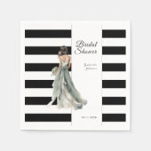 Zwart-witte strepen Waterverf Vrijgezellenfeest Servet (Voorkant)