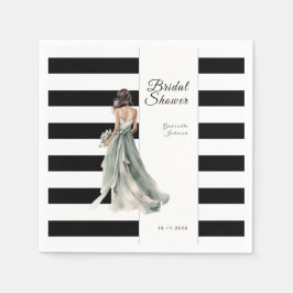 Zwart-witte strepen Waterverf Vrijgezellenfeest Servet