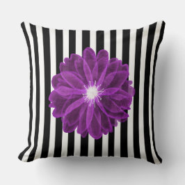Zwart-witte strepen Xray Bloemen Patroon Kussen