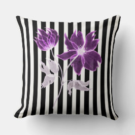 Zwart-witte strepen Xray Flower Waterverf Kussen