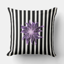Zwart-witte strepen Xray Flower Waterverf Kussen