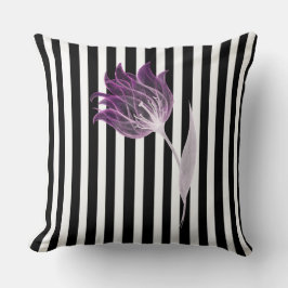 Zwart-witte strepen Xray Flower Waterverf Kussen