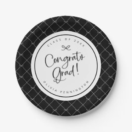 Zwart Witte Strik Congrats Afgestudeerd Afstudeerf Papieren Bordje