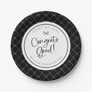 Zwart Witte Strik Congrats Afgestudeerd Afstudeerf Papieren Bordje