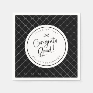 Zwart Witte Strik Congrats Afgestudeerde Afstudeer Servet