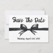 Zwart & Witte Strik | Elegante Bruiloft | Monochro Save The Date (Voorkant)
