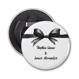 Zwart-witte strik | Elegante bruiloft | monochroom Button Flesopener