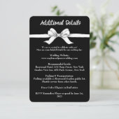 Zwart-witte strik | Elegante bruiloft | monochroom Informatiekaartje (Staand voorkant)