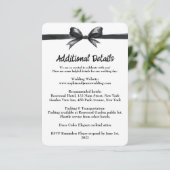 Zwart-witte strik | Elegante bruiloft | monochroom Informatiekaartje (Staand voorkant)