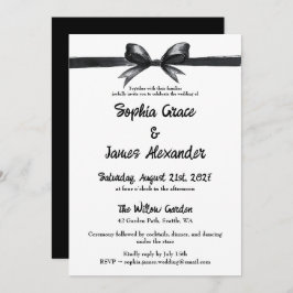 Zwart-witte strik | Elegante bruiloft | monochroom Kaart