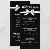 Zwart-witte strik | Elegante bruiloft | Monochroom Menu (Voorkant / Achterkant)