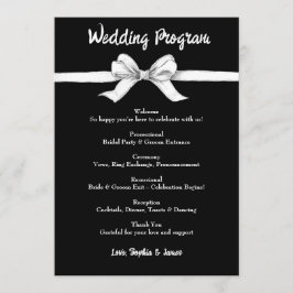 Zwart-witte strik | Elegante bruiloft | monochroom Programmakaart