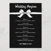 Zwart-witte strik | Elegante bruiloft | monochroom Programmakaart (Voorkant)