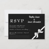 Zwart-witte strik | Elegante bruiloft | monochroom RSVP Kaartje (Voorkant)