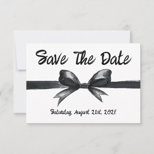 Zwart-witte strik | Elegante bruiloft | monochroom Save The Date (Voorkant)