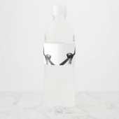 Zwart-witte strik | Elegante bruiloft | monochroom Waterfles Etiket (Achterkant)