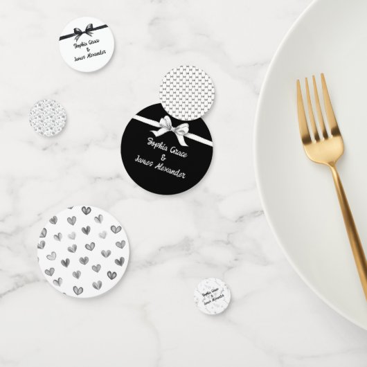 Zwart & Witte Strik | Elegante Trouwdag | Monochro Confetti (Groep)