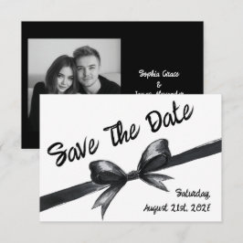 Zwart & Witte Strik | Elegante Trouwdag | Monochro Save The Date