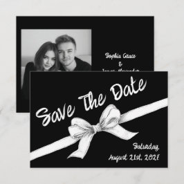 Zwart & Witte Strik | Elegante Trouwdag | Monochro Save The Date