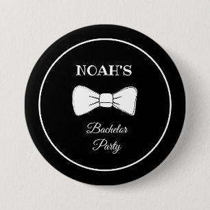 Zwart & Witte Strik Modern Chic Bachelorfeest Ronde Button 7,6 Cm
