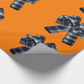 Zwart-witte strik op Sinaasappel inpakpapier (Hoek)