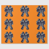 Zwart-witte strik op Sinaasappel inpakpapier (Vlak)