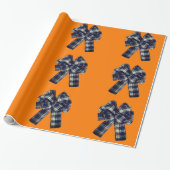 Zwart-witte strik op Sinaasappel inpakpapier (Uitgerold)