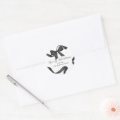 Zwart Witte Strik Vrolijk Kerstfeest Ronde Sticker (Envelop)