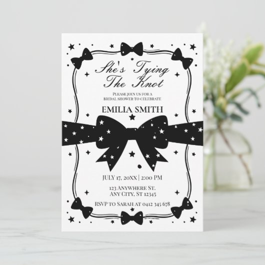 zwart witte strik Ze bindt het knoop Vrijgezellenf Kaart (Staand voorkant)