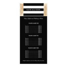 Zwart-witte striped FAUX Gold Sequin Price Reclamekaart