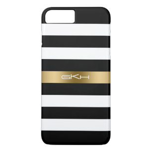 Zwart-witte Stripes Gold Accent iPhone 8/7 Plus Hoesje