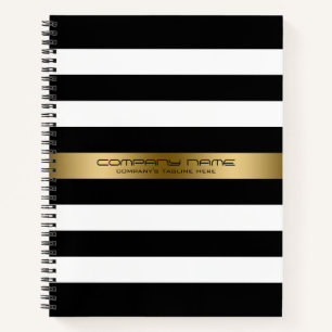 Zwart-witte Stripes Gold Accent Notitieboek