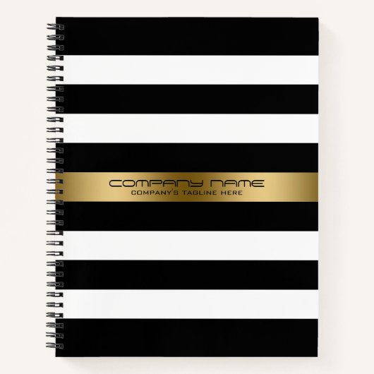 Zwart-witte Stripes Gold Accent Notitieboek (Voorkant)