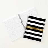 Zwart-witte Stripes Gold Accent Notitieboek (Binnen)