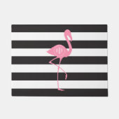 Zwart + Witte Stripes Monogram Flamingo Doormat Deurmat (Voorkant)