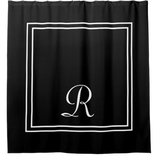 Zwart-witte stripes-monogram Shower Curtain Douchegordijn (Voorkant)