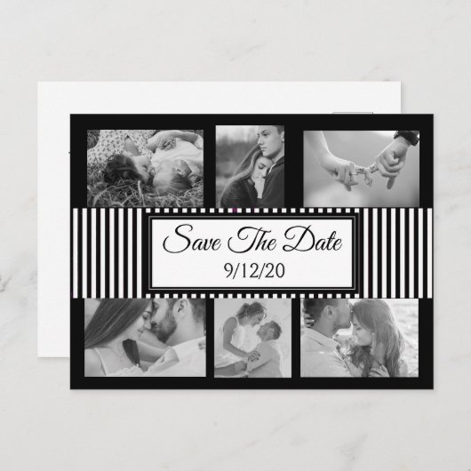 Zwart-witte stripfoto opslaan Datum Aankondigingskaart (Voorkant / Achterkant)