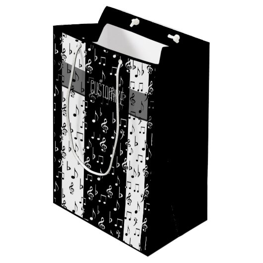 Zwart-witte strips Gift Bag Medium Cadeauzakje (Voorkant Gekanteld)