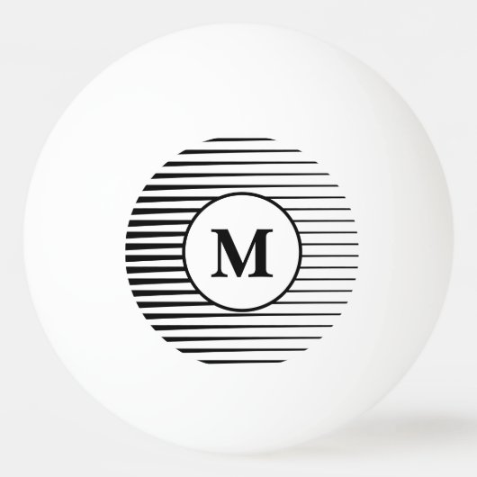 Zwart-witte strips Patronen Monogrammen Stijlvol Pingpongbal (Voorkant)