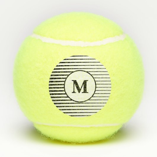 Zwart-witte strips Patronen Monogrammen Stijlvol Tennisballen (Achterkant)