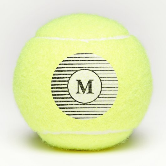 Zwart-witte strips Patronen Monogrammen Stijlvol Tennisballen (Voorkant)