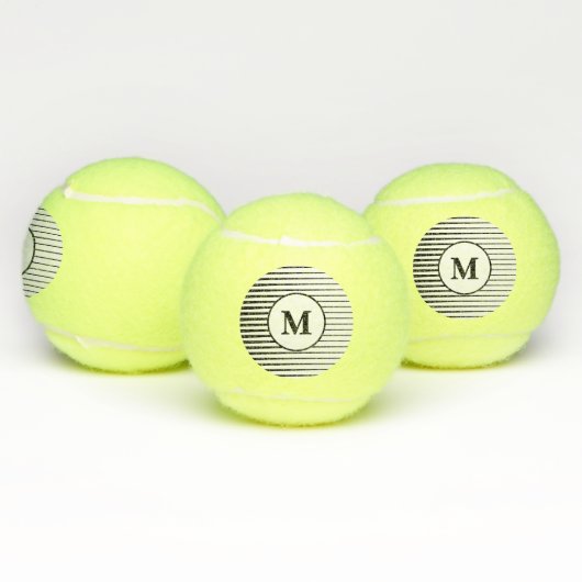 Zwart-witte strips Patronen Monogrammen Stijlvol Tennisballen (Multi)