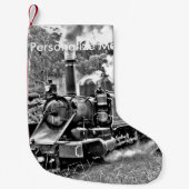 Zwart-witte  stuurmachinemotor kleine kerstsok (Voorkant)