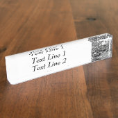 Zwart-witte  stuurmachinemotor naambordje (Zijkant)