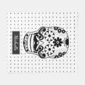 Zwart-witte suiker Micro Heart gepersonaliseerd Fleece Deken (Voorkant (Horizontaal))