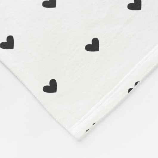 Zwart-witte suiker Micro Heart gepersonaliseerd Fleece Deken (Hoek)